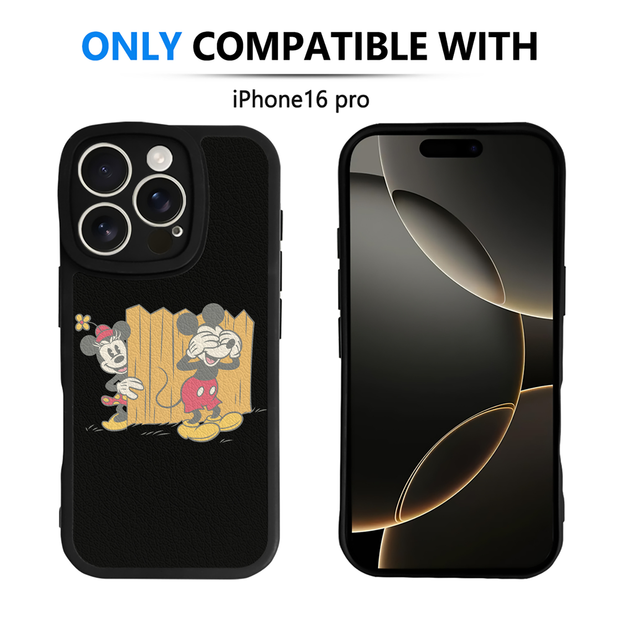 （画像用） ミッキーマウス Mickey Mouse 【iPhone 16シリーズ対応】シリコンスマホケース（レザー調） 材質：シリコン